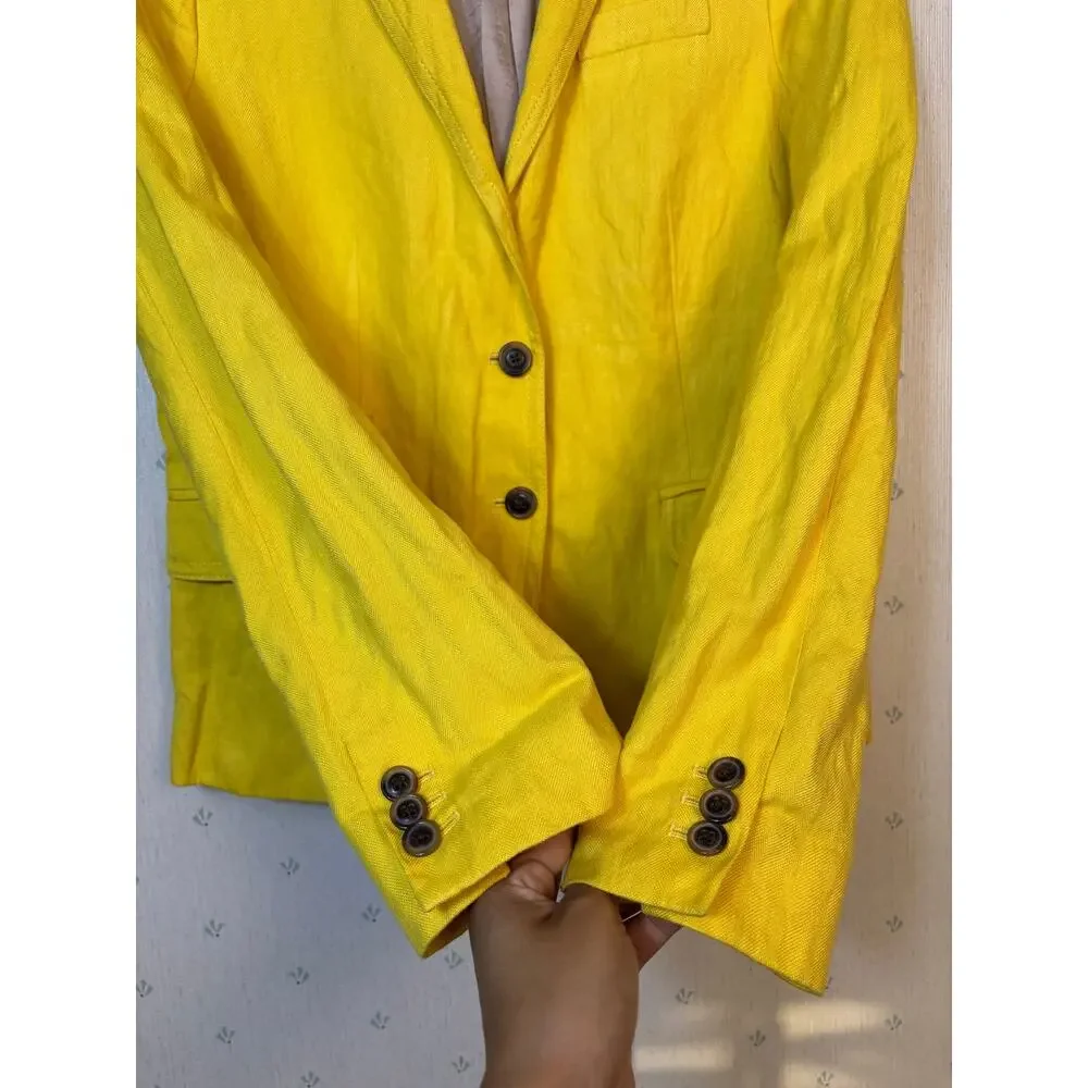 J Crew Schoolboy Blazer Size 8 Yellow Tailored Rayon Business Casual Preppy